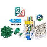 Derwell Yeni Nesil RJ45 Cat5 Cat6 Konnektör Delikli + Ağ Kablosu Boot Koruma Cover Kılıfı Konektörü Yeşil