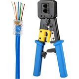 Derwell Yeni Nesil RJ45 Pense EZRJ45 Sıkma Pensesi RJ11 RJ12 RJ45 Ethernet Konektörü Sıkma Kesme Pensesi Çok Fonksiyonlu Network Pensesi