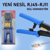 Derwell Yeni Nesil RJ45 - RJ11 Ikili Konnektör - Cat5 Cat6 Ağ Network Utp 8P8C Jak Telefon Kablosu Sıkma Pensesi