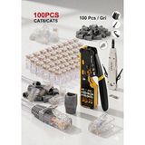 Derwell Yeni Nesil RJ45 Sıkma Pensesi Cat5/6/7/8 + 100 Adet Yeni Nesil RJ45 Konnektör + 100 Adet Gri Cover Papuç + Krone Baçığı Crimper Ethernet Set Network Aksesuarları 4in1 Kit