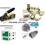 Derwell Yeni Nesil RJ45 Sıkma Pensesi RJ45 Test Cihazı 100 Adet Cover 100 Adet Yeni Nesil Metal Ez 8PC8C