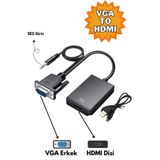 Derwell Yeni Nesil VGA To Hdmı Adaptörü Çıkış 1080P VGA Erkek Hdmı Kadın Ses Video Kablosu Dönüştürücüsü