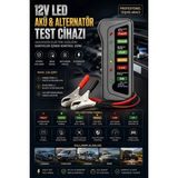 Derwell Yeni Ürün 12V LED Akü Test Cihazı Alternatör Test Cihazı Dijital Akü Voltaj Ölçer Araç Akü Şarj Kontrol Test Cihazı - Siyah
