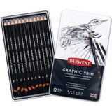 Derwent Grafik 12'Li Soft Kalem Seti Teneke Kutu Profesyonel Çizim Malzemesi