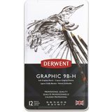 Derwent Graphic Dereceli Kalem Seti Soft (Karakalem Eskiz Çizim Seti) (Sketching) 12'li Teneke Kutu