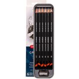 Derwent : Graphic Pencil : Dereceli Kalem Seti : 6'lı Metal Kutu