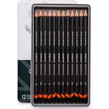 Derwent : Graphic Pencil : Dereceli Kalem Seti Hard : 12'li Metal Kutu-Technical