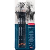Derwent Graphic Pencils Dereceli Kalem Seti (Karakalem Eskiz Çizim Seti) Medium (Designer) 4'lü Blister