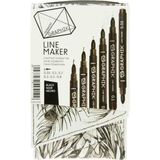Derwent Graphik Line Maker Teknik Çizim Kalemi 6'lı Set Black Pigmentli Mürekkep Özelliği