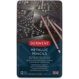 Derwent : Metallic Pencil : Kuru Boya Kalem Seti : 12 Renk (Metal Kutu) - Karışık Renk