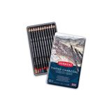 Derwent Supertrend Tinted Charcoal Renkli Kömür Füzen Karakalem Eskiz Çizim Seti 12'li Teneke Kutu