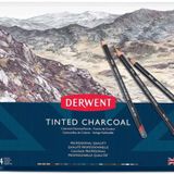 Derwent Tinted Charcoal 24 Renk Metal Kutu Kömür Kalem Seti