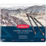 Derwent Tinted Charcoal Pencil 24'lü Teneke Kutu (Renkli Kömür Kalem) - Standart