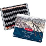 Derwent : Tinted Charcoal : Renkli Füzen Kalem Seti : 24 Renk Metal Kutu