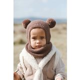 DERY BABY Ponponlu Bone Bere ve Boyunluk Takım-Kahve