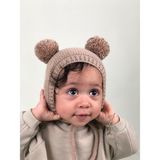 Dery Baby Ponponlu El Örgüsü Unisex Bebek/çocuk Bere - 0 - 6 Ay - Sütlü Kahve