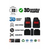 Derya Deniz Ticaret Renault Megane 2 Sedan 2006 Uyumlu 3 Cm Havuzlu 5 Parça Set 3D Paspas Takımı Siyah - Kırmızı