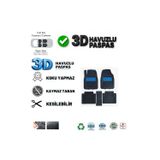 Derya Deniz Ticaret Renault Megane 4 Hb 2021 Uyumlu 3 Cm Havuzlu 5 Parça Set 3D Paspas Takımı Siyah - Mavi
