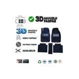 Derya Deniz Ticaret Renault Megane 4 Sedan 2016 Uyumlu 3 Cm Havuzlu 5 Parça Set 3D Paspas Takımı Siyah - Gri