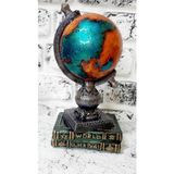 Derya Design Art Dekoratif Kitaplı Dünya Obje, Biblo, Heykel, Turuncu & Yeşil, 27 cm