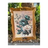DERYA DESİNG ART Çiçek Desenli El Boyaması Ahşap Çay-Kahve Tepsisi, Sunum Tepsisi 41x30cm, Kahverengi