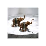 DERYA DESİNG ART Dekoratif 2li Fil Ailesi Heykel Biblo, 27x12cm ve 23x12cm, El Boyalı Polyester