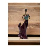 DERYA DESİNG ART Dekoratif Bordo Şaraplık Kız Heykel Biblo, Çok Renkli, 38x17cm