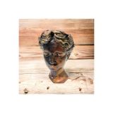 DERYA DESİNG ART Dekoratif Büyük Boy Siyah Bronz Helen Heykel Vazo Antik Saksı Büst Biblo, 25x17cm, Çok Renkli