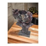DERYA DESİNG ART Dekoratif Çiçekli Sevgili Heykel Biblo, 27x13 cm, El Boyalı Polyester Figür