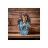 DERYA DESİNG ART Dekoratif Mavi Melek Heykel Biblo, 17x15cm, El Boyalı Polyester Figür