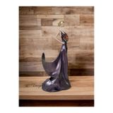 DERYA DESİNG ART Dekoratif Mor Şaraplık Kız Heykel Biblo, 38x17cm, Polyester