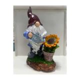 DERYA DESİNG ART Dekoratif Polyester Ayçiçekli Gnom Heykel Biblo, 26x18cm, Çok Renkli