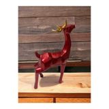 DERYA DESİNG ART Dekoratif Yılbaşı Kırmızı Kubik Geyik Biblo Heykel, 25x11 cm, Polyester