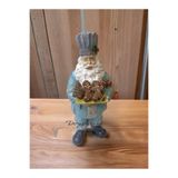 DERYA DESİNG ART Dekoratif Yılbaşı Kurabiye Taşıyan Noel Baba Biblo, 32x15 cm, El Boyalı Polyester Figür