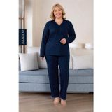 Derya Kadın Büyük Beden Dantel Yaka Bambu Uzun Kol İnce Pijama Takımı 8105L - 1 Adet