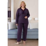 Derya Kadın Büyük Beden Dantel Yaka Bambu Uzun Kol İnce Pijama Takımı 8107M - 1 Adet