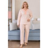 Derya Kadın Büyük Beden Dantel Yaka Bambu Uzun Kol İnce Pijama Takımı 8109P - 1 Adet