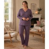 Derya Kadın Büyük Beden Dantel Yaka Bambu Uzun Kol İnce Pijama Takımı 8142L - 1 Adet