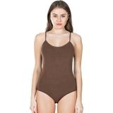 Derya Kurşun 310 Kahverengi İp Askılı Kadın Çıtçıtlı Body