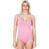 Derya Kurşun 310 Pembe İp Askılı Kadın Çıtçıtlı Body