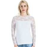 Derya Kurşun Uzun Kol Dantelli Kadın Beyaz Tişört 243 - XL