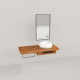 Deryawood Açık Ceviz Genüs Ahşap Banyo Rafı