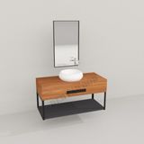 Deryawood Açık Ceviz Wind Ahşap Banyo Rafı