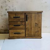 Deryawood Aden Doğal Ahşap Çekmeceli Ofis Dolap-Ofis KESON-CEVIZ-90X43X76 cm