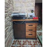 Deryawood Akser Masif Ahşap Ray Kapaklı Çekmeceli Konsol-Ofis Dolabı 80 cm - Ceviz - 80x43x90 CM