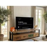 Deryawood Almond Doğal Ahşap Çekmeceli Tv Ünitesi -200 x 45 x 55 cm -Açık Ceviz Renk