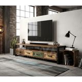 Deryawood Almond Doğal Ahşap Çekmeceli Tv Ünitesi -200X45X55 Cm-Açık Ceviz Renk