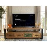 Deryawood Amor Doğal Ahşap Çekmeceli Tv Ünitesi - 210CM-AÇIK Ceviz - Açık Ceviz - 210 CM
