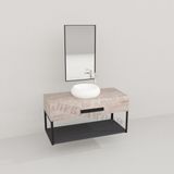 Deryawood Beyaz Eskitme Wind Ahşap Banyo Rafı