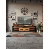 Deryawood Ferro Doğal Ahşap Çekmeceli Tv Ünitesi - 240CM - Açık Ceviz - 240 cm